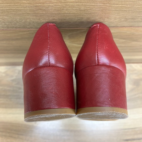 Malababa Womens Pumps 7.5 Red Leather Low Heeled EU 38